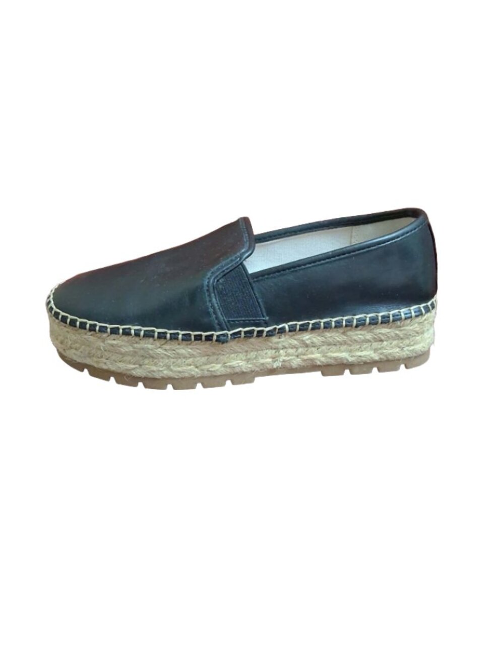 Circus by Sam Edelman Black Leather Espadrille Platform Slip-On